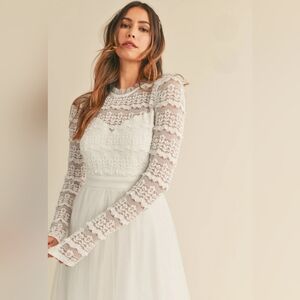 MABLE Pernille Tulle Cream Midi Dress L